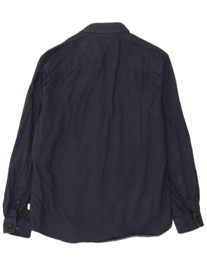 Мужская узкая рубашка Jack & Jones XL темно-синего цвета из хлопка