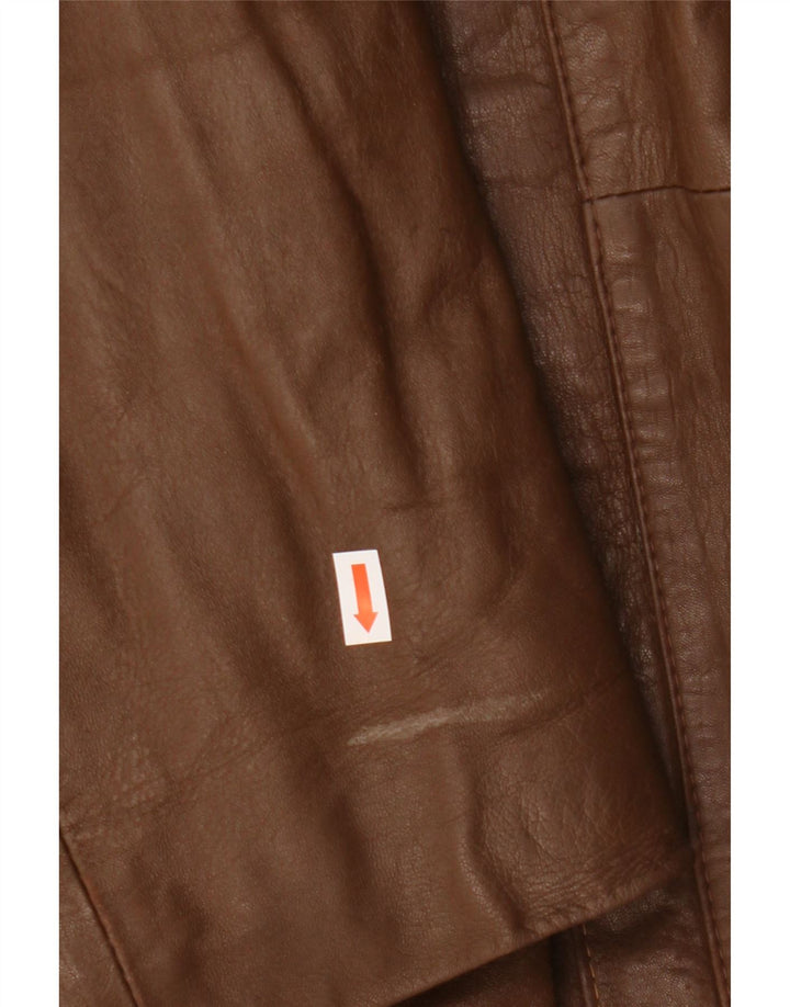 Винтажная мужская кожаная куртка IT 54 2XL Коричневая кожаная