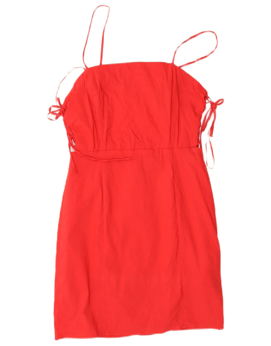Женский сарафан Zara UK 12, хлопковый средний красный