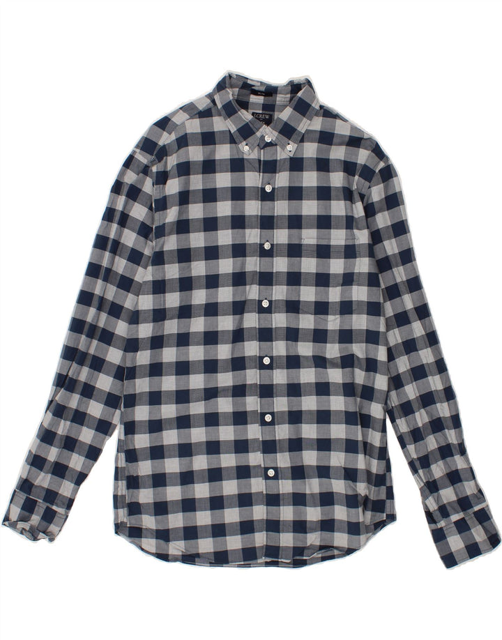 J. CREW Mens Shirt Medium Navy Blue Gingham Cotton Vintage J. Crew and Second-Hand J. Crew from Messina Hembry 