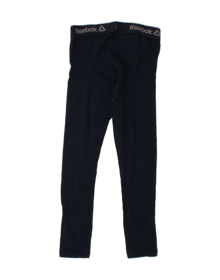REEBOK Girls Graphic Leggings 7-8 Years Medium Navy Blue Polyester Vintage Reebok and Second-Hand Reebok from Messina Hembry 