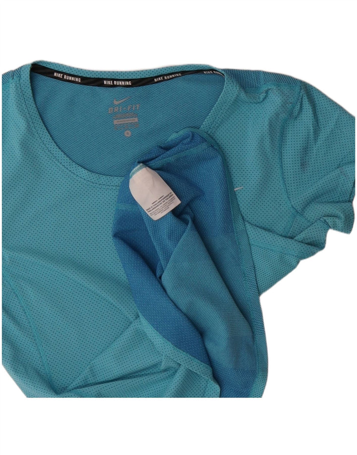 Женская футболка Nike Dri Fit Top UK 10, маленькая синяя, полиэстер с цветными блоками