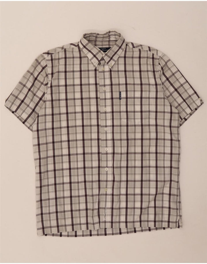 Мужская рубашка с коротким рукавом Ben Sherman, хлопковая клетка среднего серого цвета