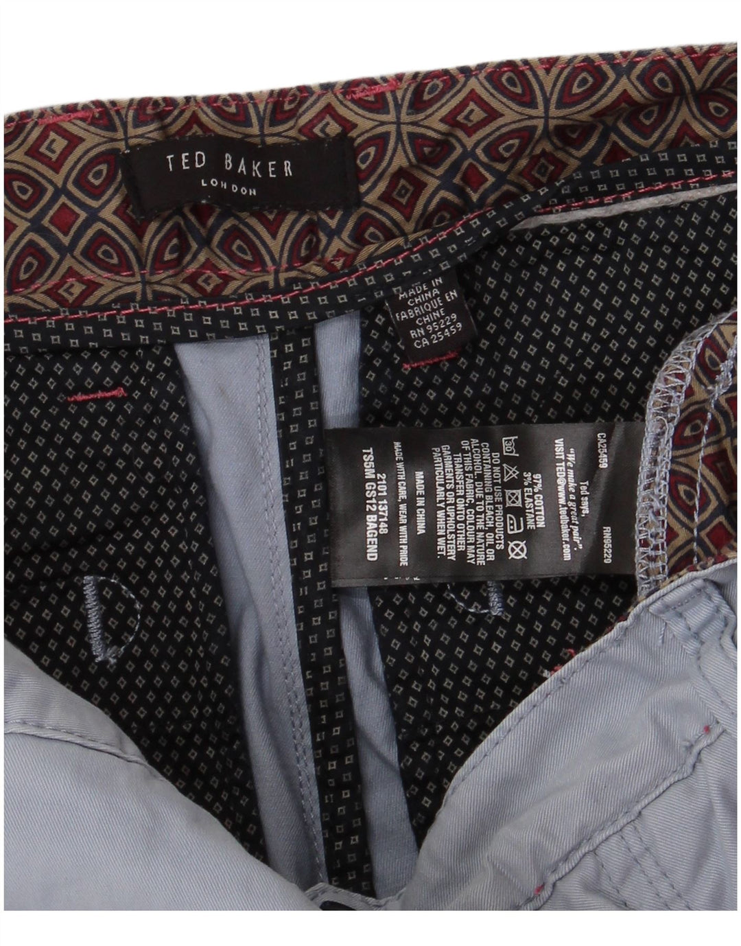 Мужские шорты чинос TED BAKER W32, средний синий хлопок