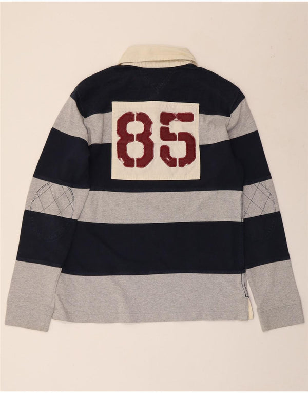 Мужская рубашка-поло для регби TOMMY HILFIGER, большая темно-синяя полоска