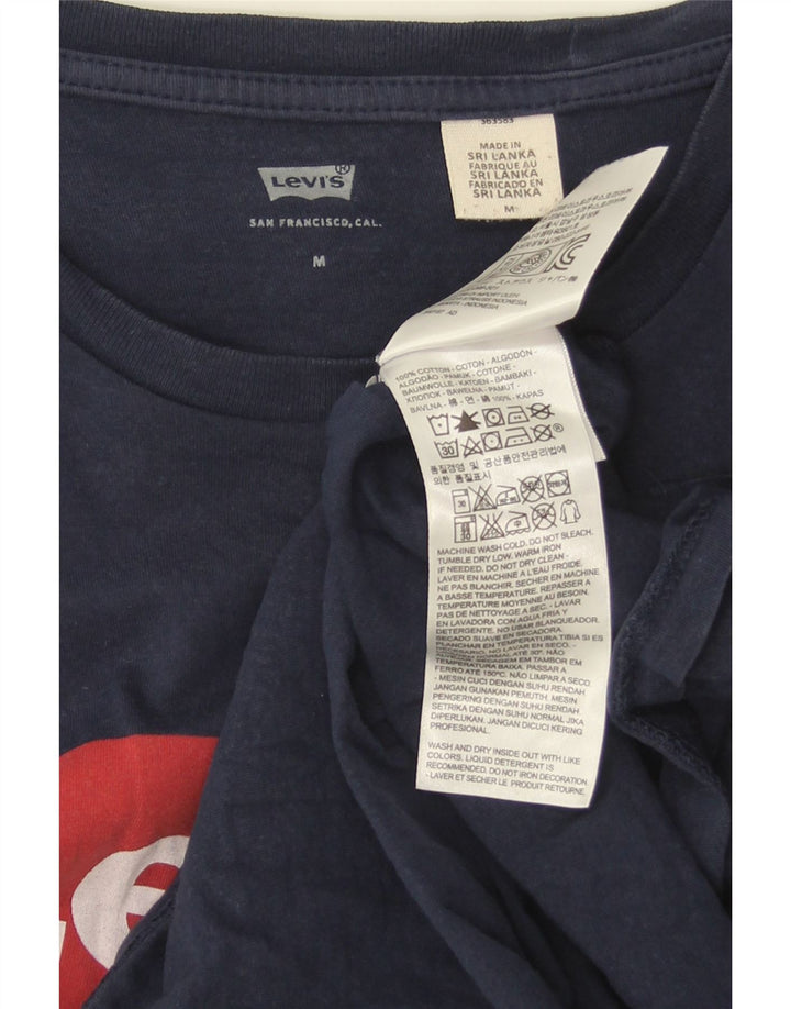 Мужская футболка с рисунком Levi's, топ среднего размера, темно-синий, хлопок