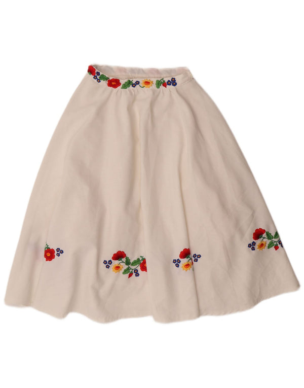 VINTAGE Womens A-Line Skirt W22 2XS  White Floral