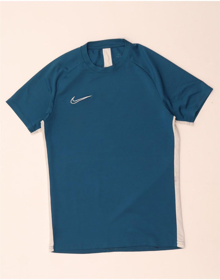 Мужская футболка Nike Dri Fit, верх среднего синего цвета, полиэстер с цветными блоками