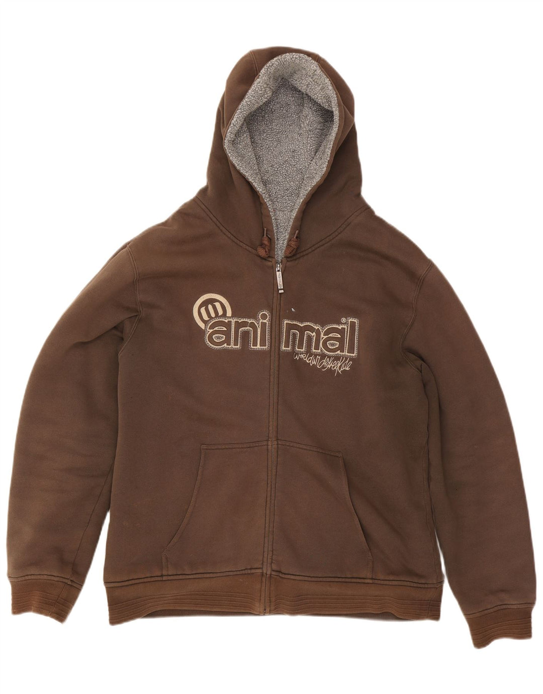 Мужской свитер с капюшоном на молнии с рисунком ANIMAL, большой коричневый, хлопковый