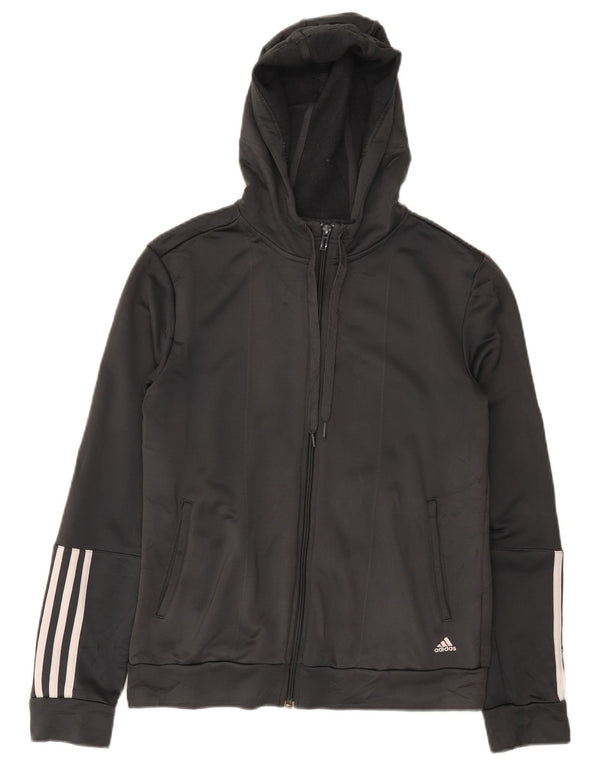 Женский свитер с капюшоном на молнии Adidas Climalite UK 12/14, средний серый полиэстер