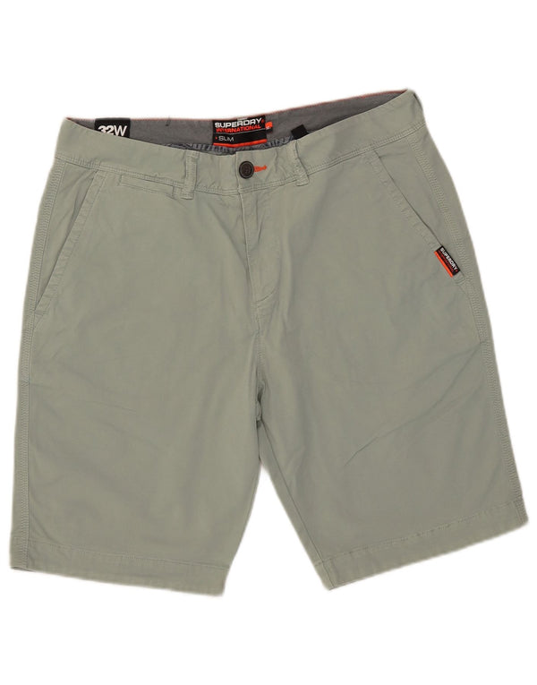 Мужские шорты-чиносы Superdry Slim Fit W32, хлопковые, среднего зеленого цвета