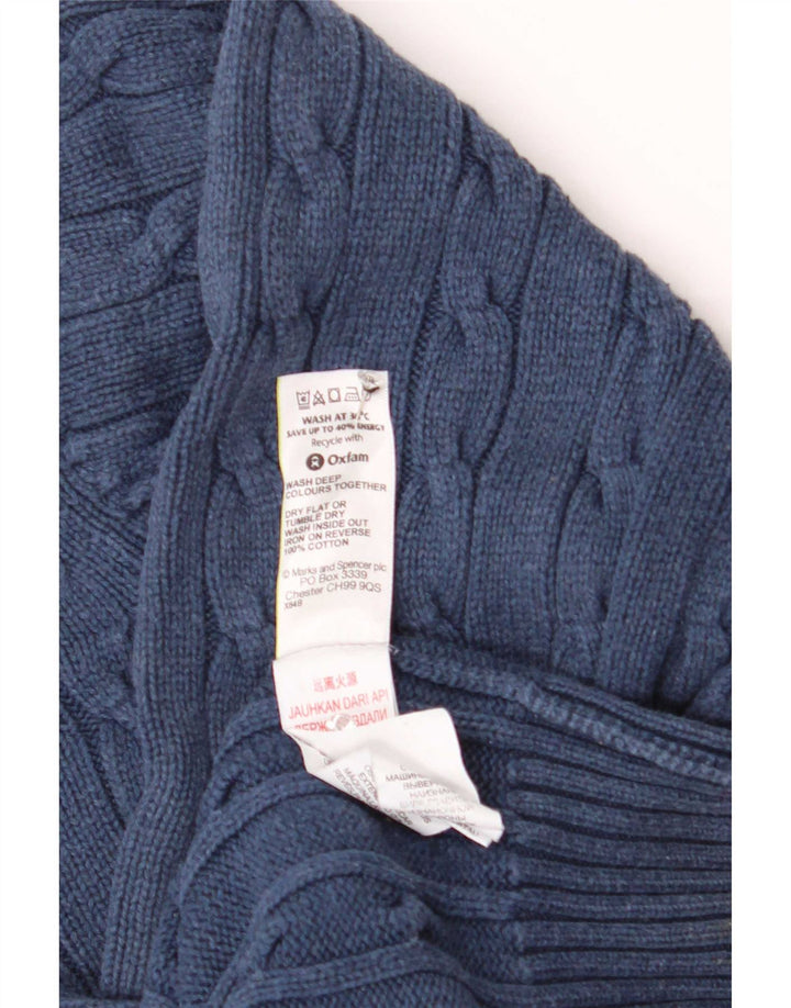 Мужской свитер с круглым вырезом Marks & Spencer Blue Harbour, средний темно-синий