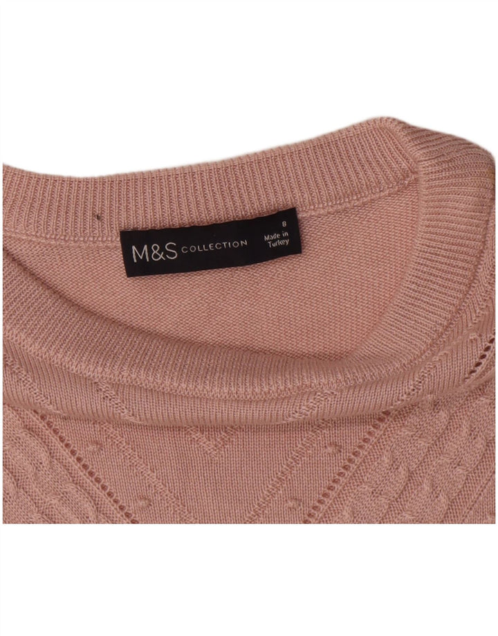 Женский джемпер с круглым вырезом Marks & Spencer, Великобритания, 8, маленький розовый