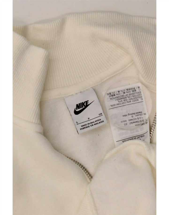 Женский укороченный свитшот с воротником на молнии большого размера Nike UK 10, маленький белый