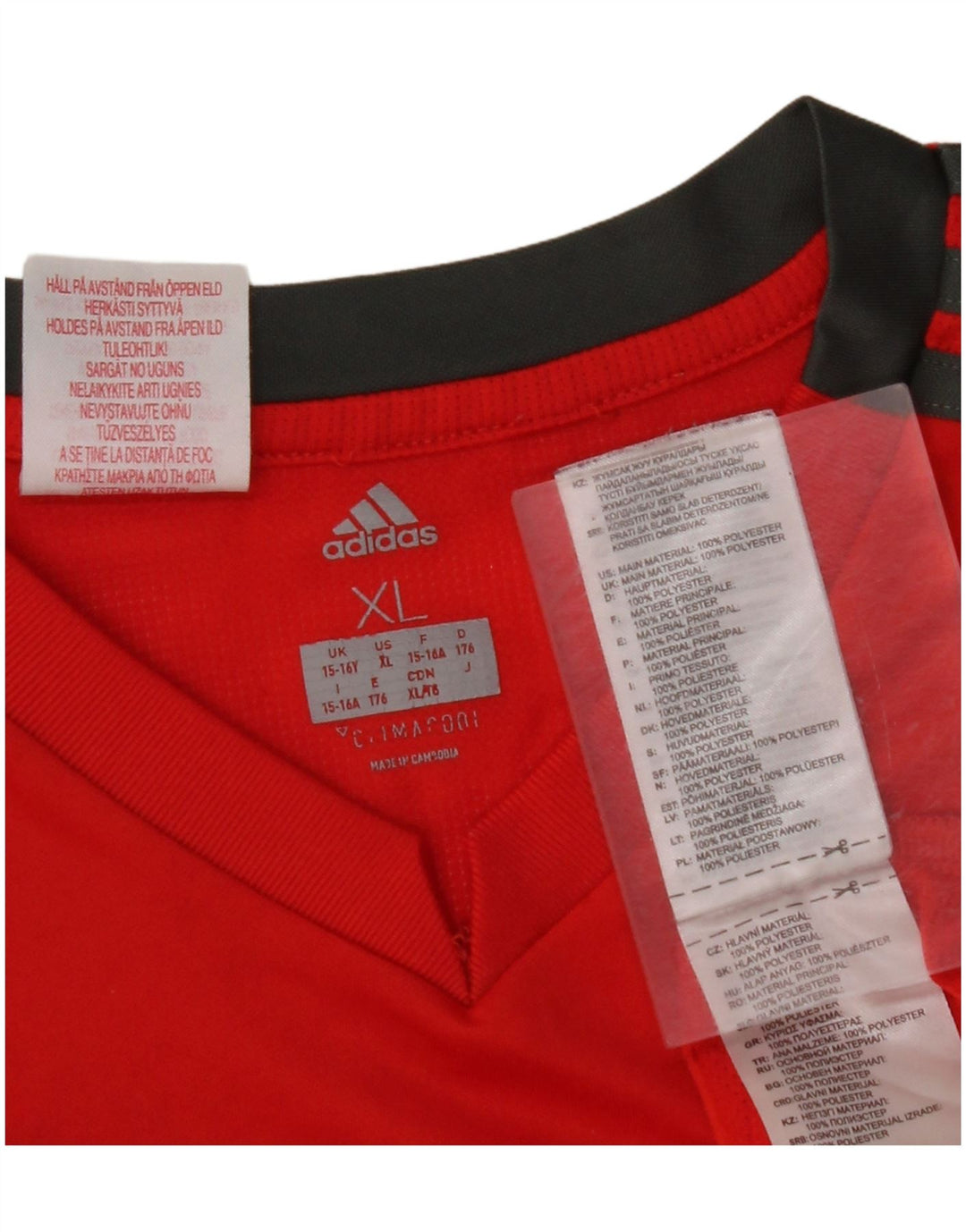 Футболка ADIDAS Climacool для мальчиков, топ 15–16 лет, XL, красный полиэстер