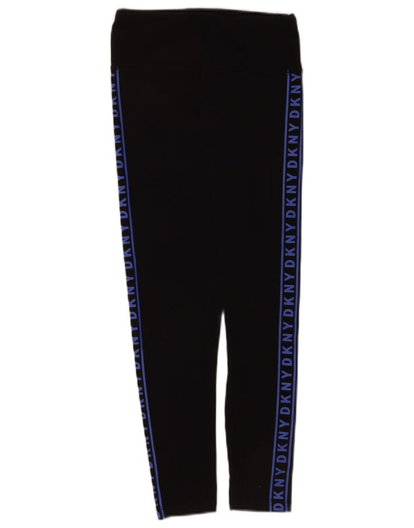 Женские укороченные леггинсы с графическим рисунком Dkny UK 4 XS, черные, хлопковые с цветными блоками