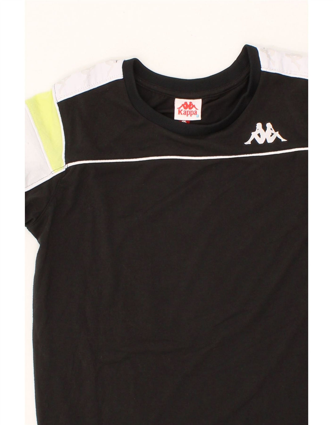 KAPPA Boys T-Shirt Top 11-12 Years Black Colourblock Vintage Kappa and Second-Hand Kappa from Messina Hembry 