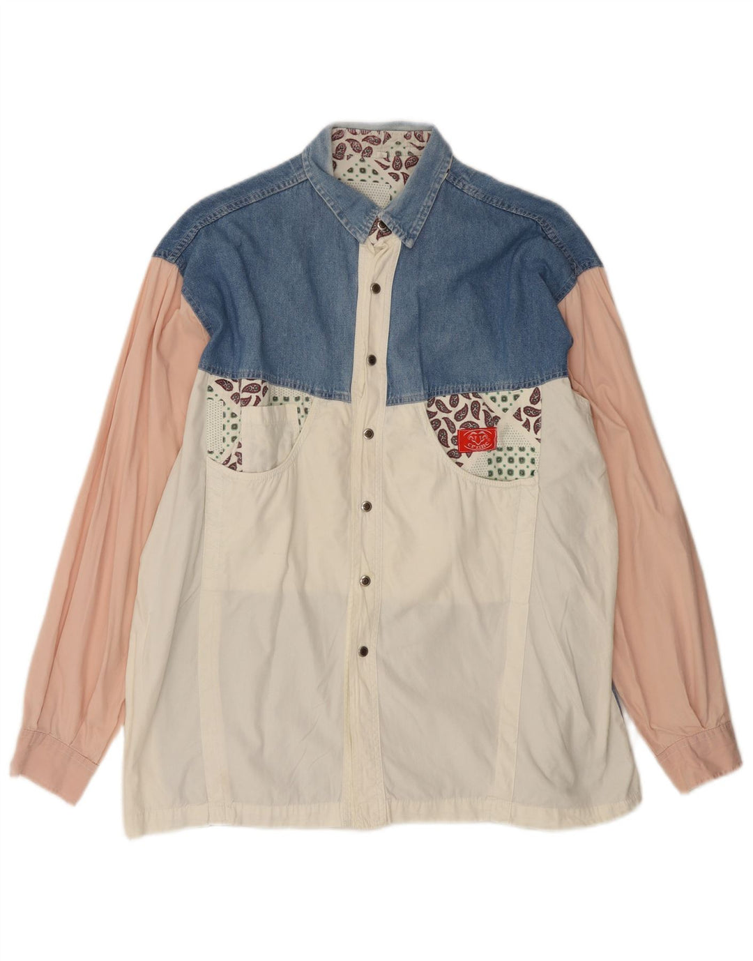 Мужская рубашка VINTAGE среднего бежевого цвета с цветными блоками