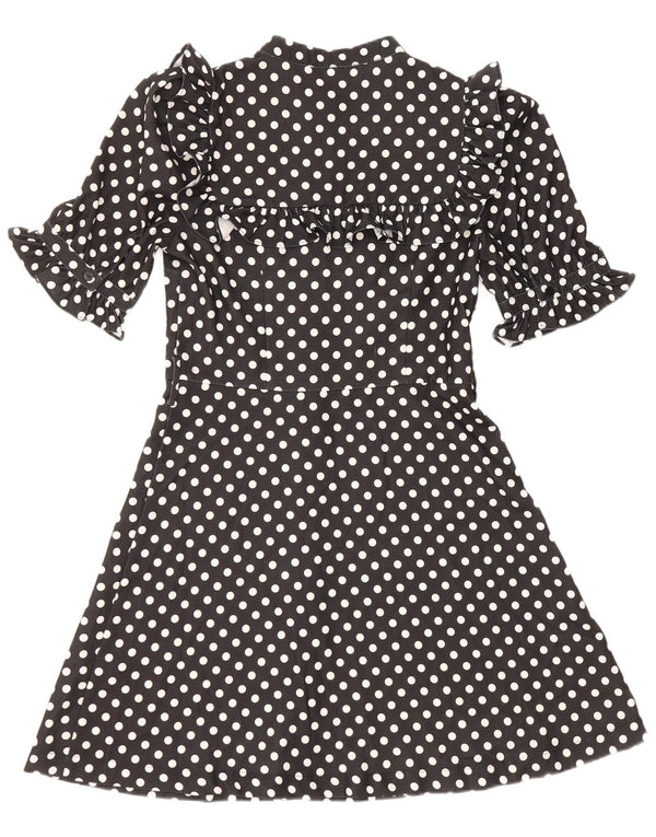 Oasis Womens Short Sleeve Shirt Dress UK 10 Small Black Polka Dot
