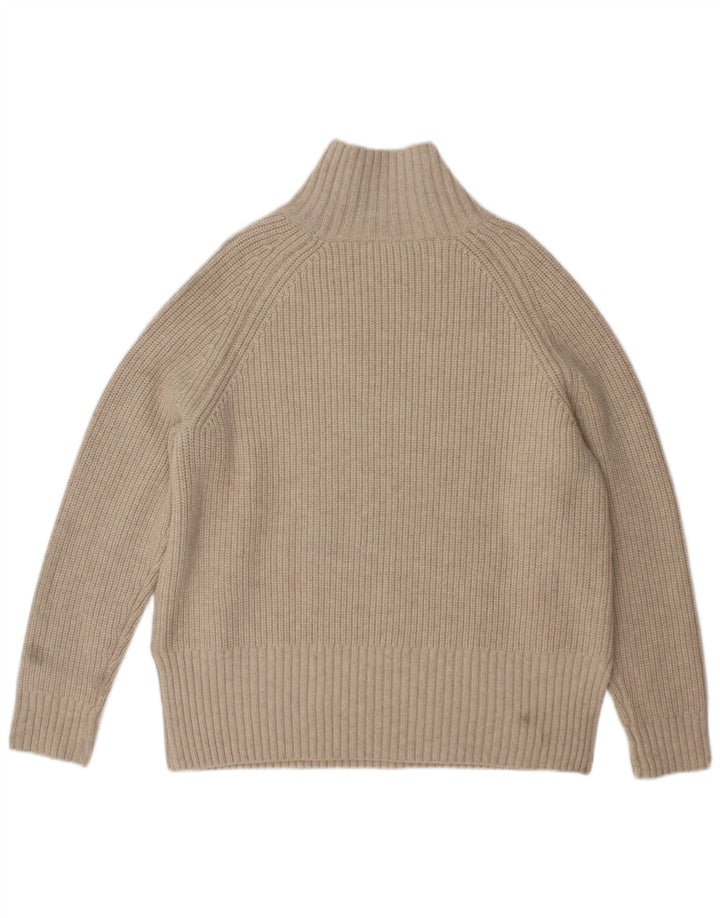 Женский свободный джемпер с высоким воротником Zara UK 10, маленький, бежевый, шерстяной