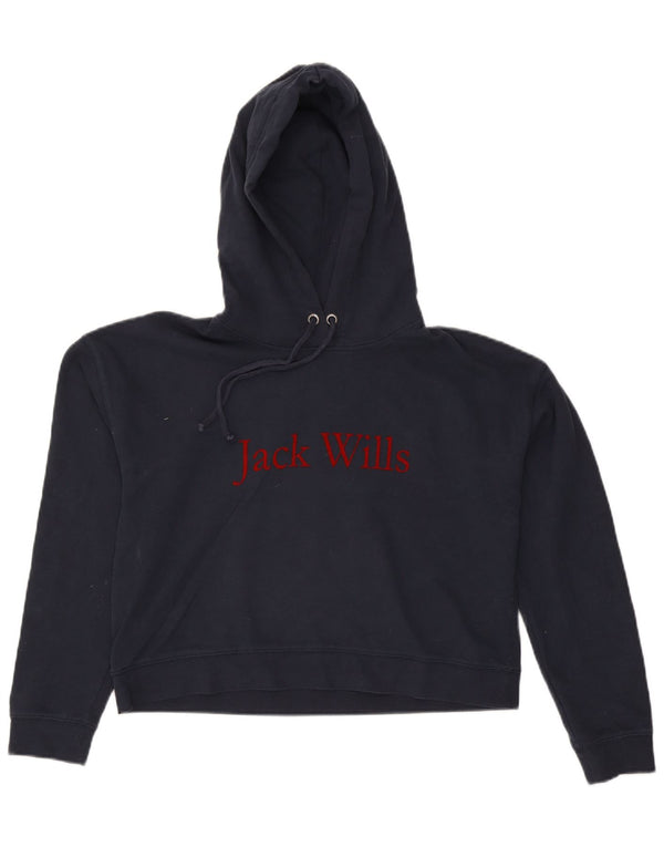 Женский укороченный джемпер с капюшоном с рисунком Jack Wills UK 12, средний темно-синий, хлопок