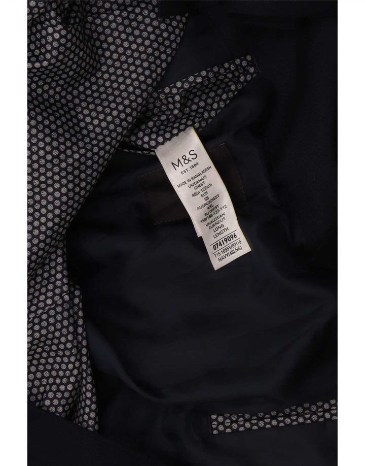 Мужской пиджак с 2 пуговицами Marks & Spencer UK 48 2XL темно-синий полиэстер