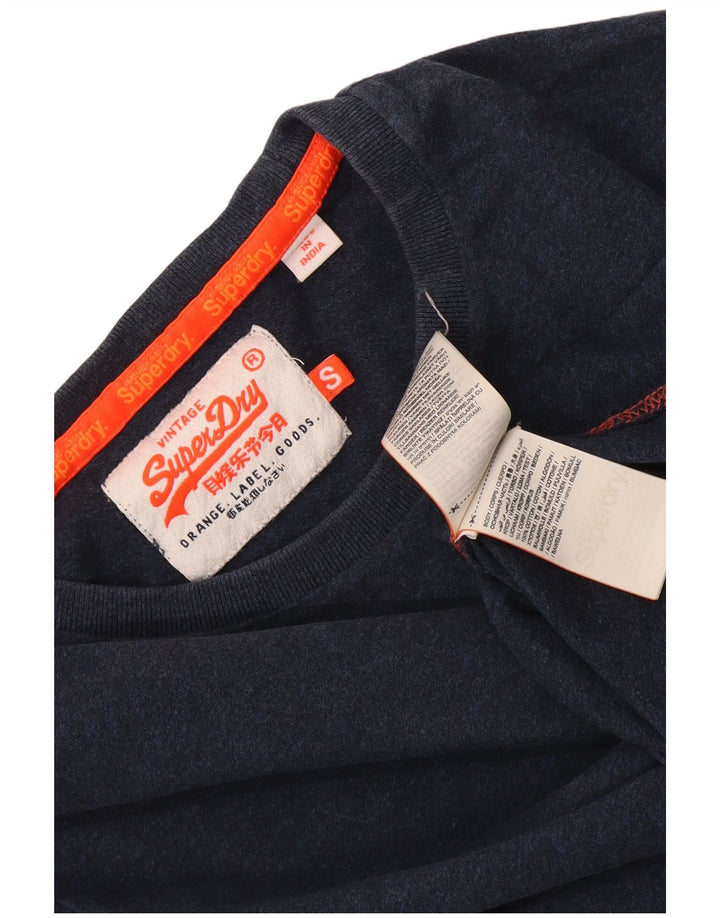Мужской топ Superdry с длинным рукавом, маленький темно-синий, хлопок