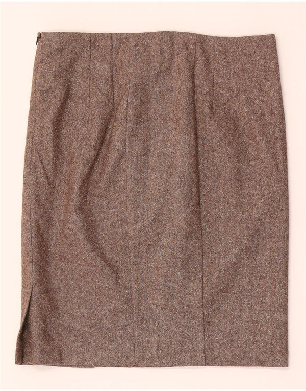 Benetton Женская мини-прямая юбка IT 42 Medium W28 Коричневая шерсть в крапинку