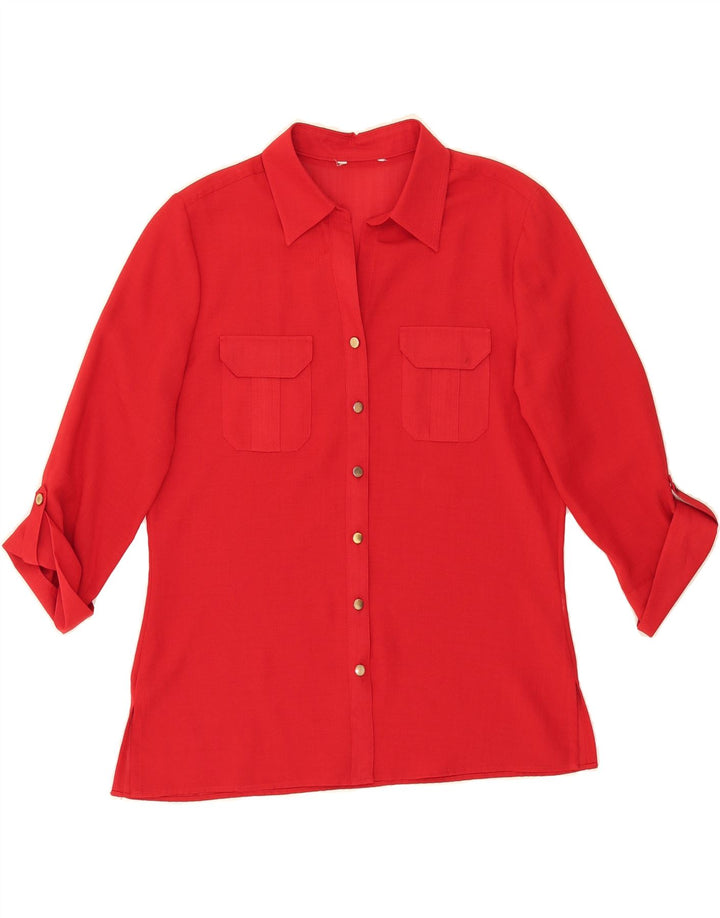 VINTAGE Womens 3/4 Sleeve Shirt Blouse UK 12 Medium Red Vintage Vintage and Second-Hand Vintage from Messina Hembry 