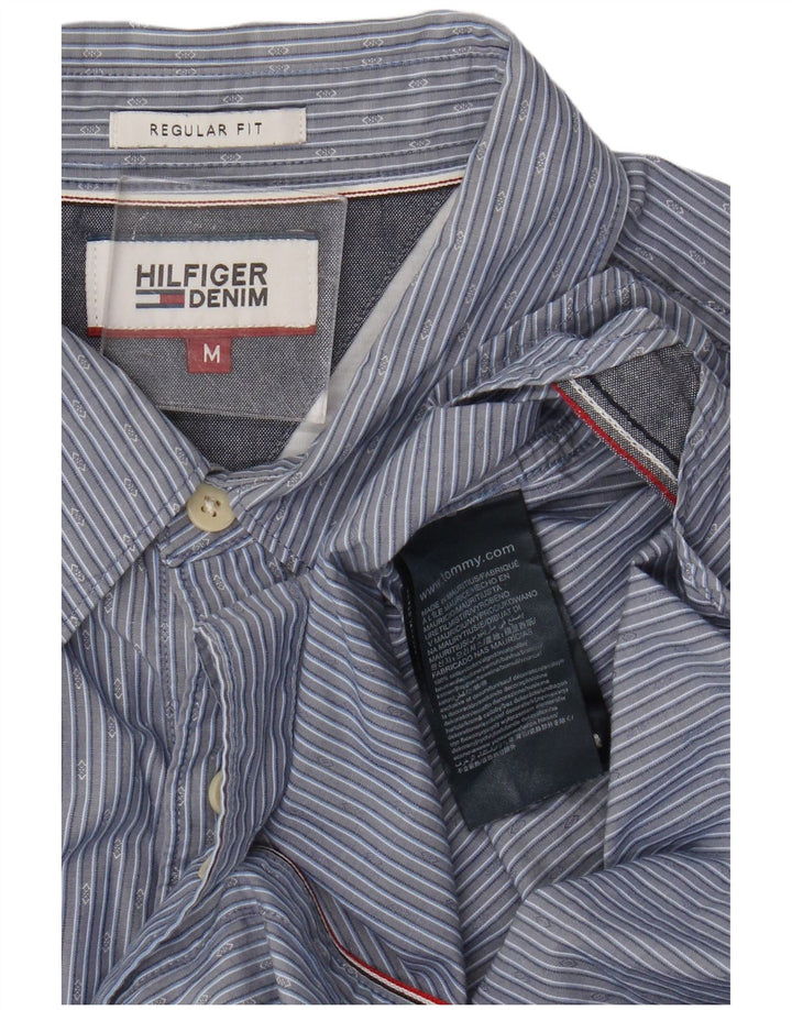 Tommy Hilfiger Мужская рубашка стандартного кроя из хлопка в синюю полоску среднего размера
