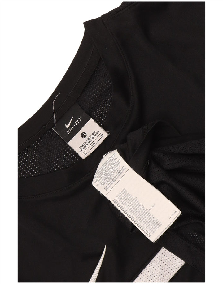 Мужская футболка Nike Dri Fit Top XL, черная, полиэстер с цветными блоками