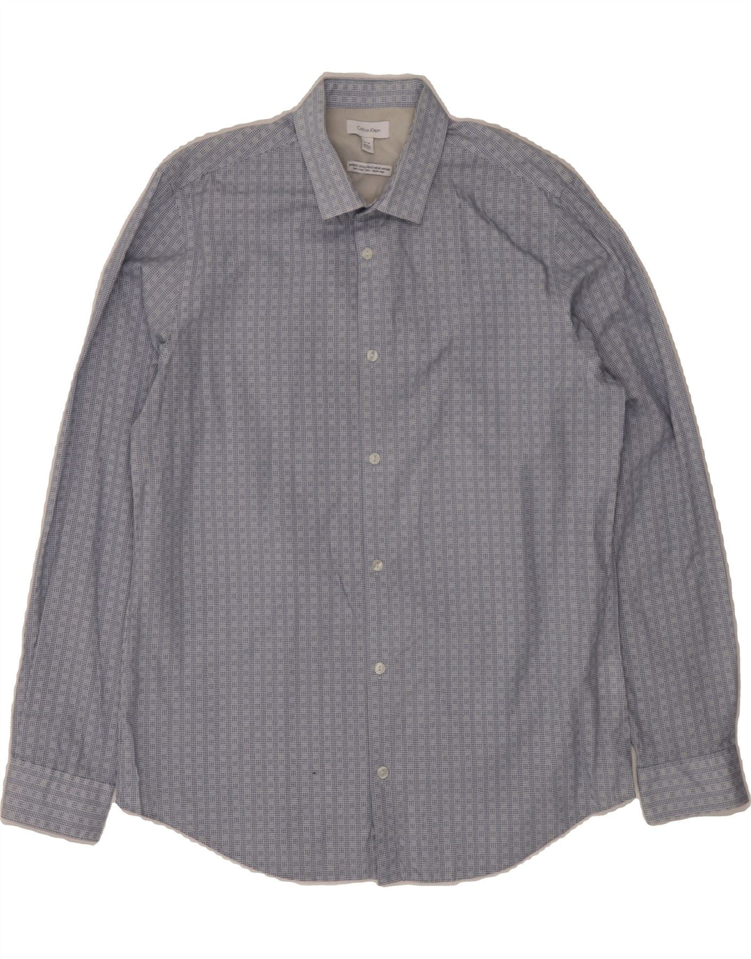 CALVIN KLEIN Mens Shirt Medium Blue Houndstooth Cotton Vintage Calvin Klein and Second-Hand Calvin Klein from Messina Hembry 