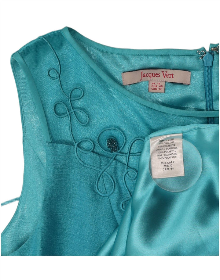 Женское платье-футляр без рукавов JACQUES VERT UK 14, большое бирюзовое вискоза
