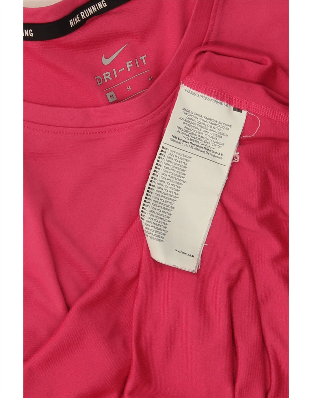 Женская футболка для бега Nike Dri Fit Top UK 14, средний розовый полиэстер