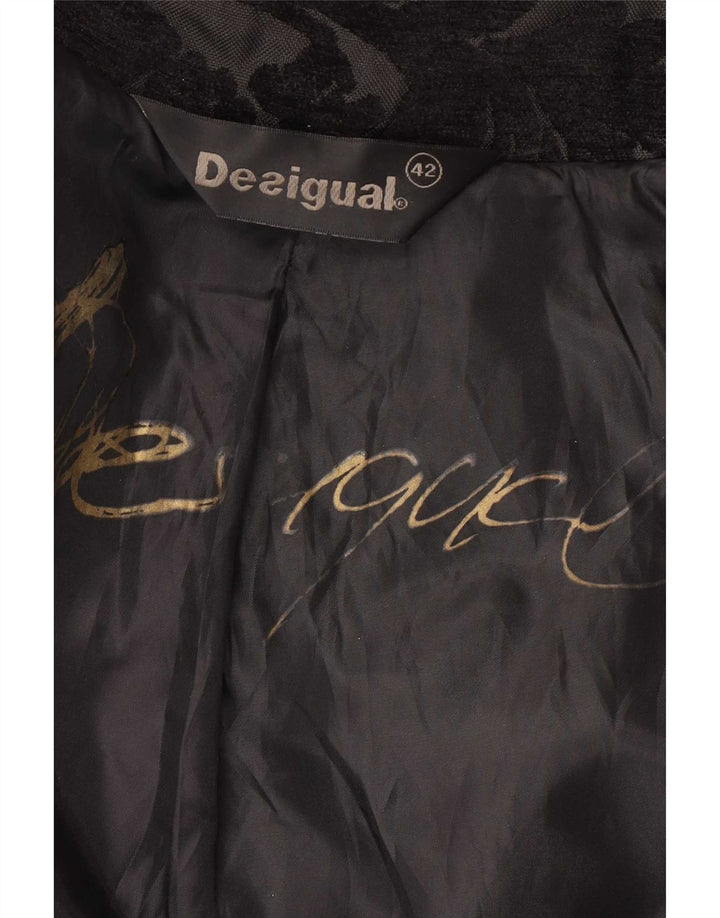 Женское пальто стандартного кроя Desigual EU 42, большое черное современное пальто с цветочным принтом