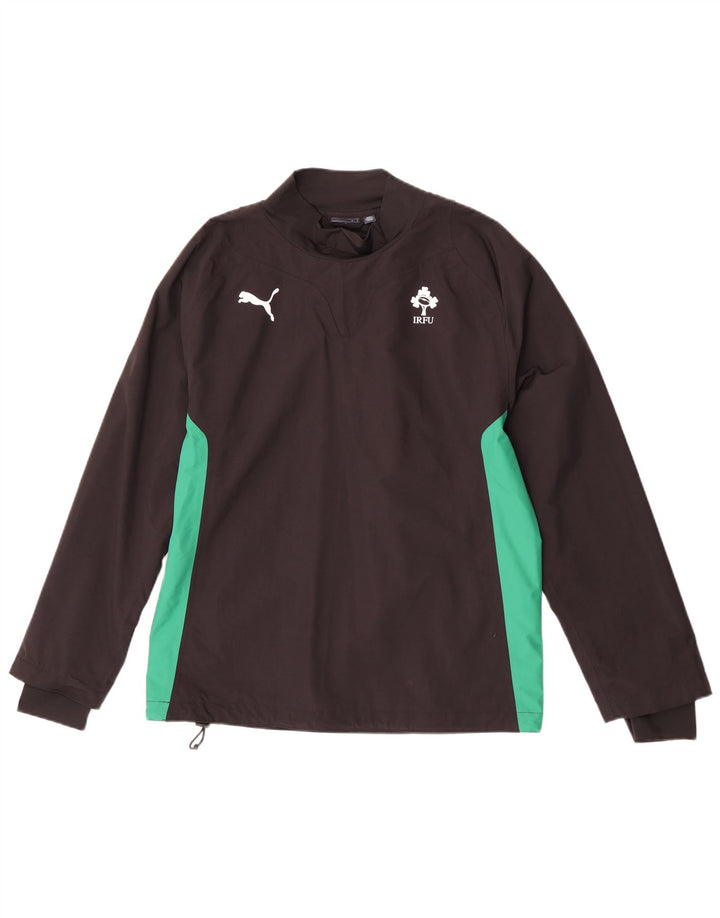 Мужской спортивный костюм-пуловер Puma IRFU, средний черный нейлон с цветными блоками