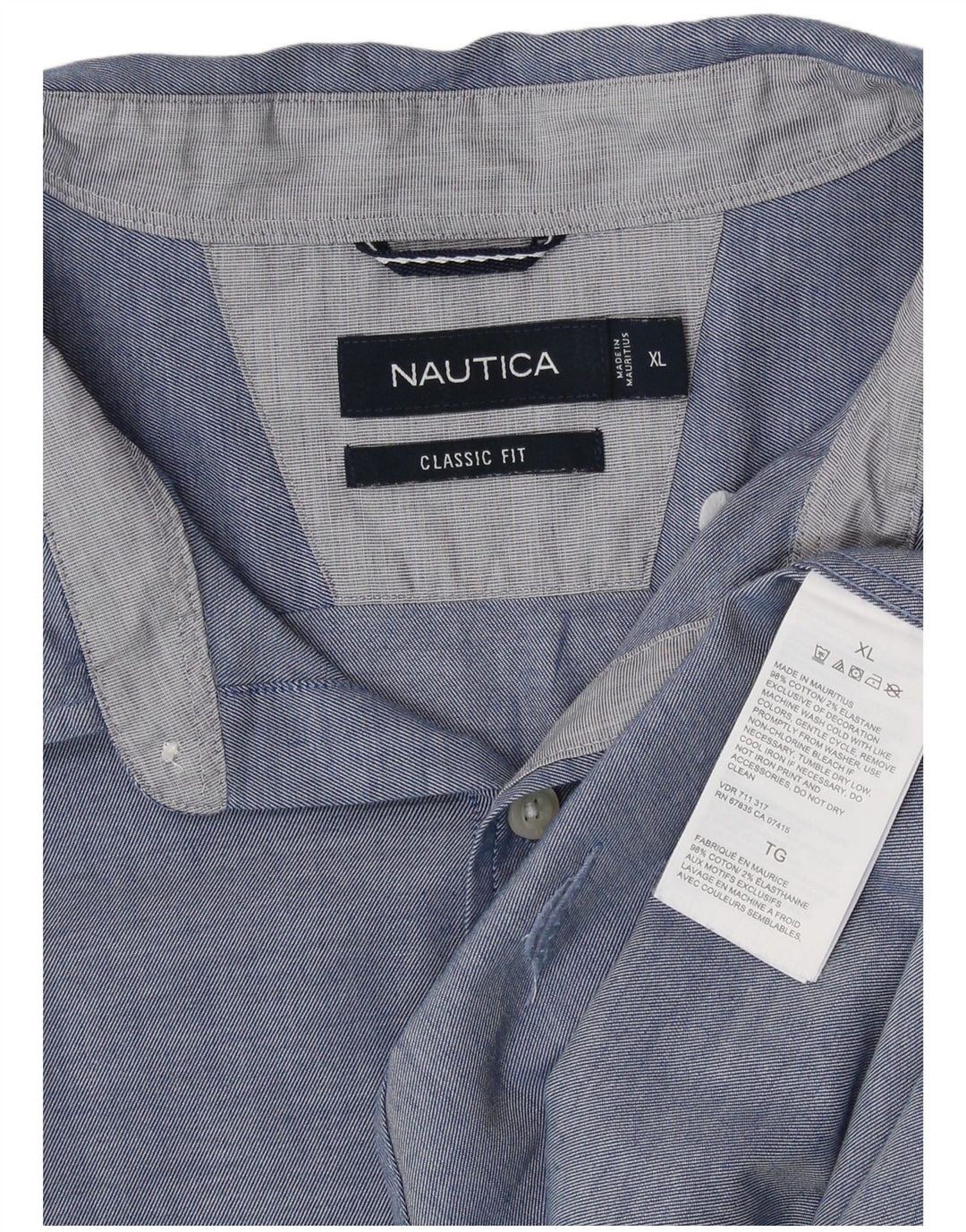 NAUTICA Mens Classic Fit Shirt XL Blue Cotton