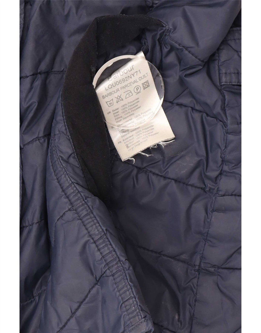Женская стеганая куртка Barbour UK 16, большая, темно-синяя, полиамид с цветными блоками