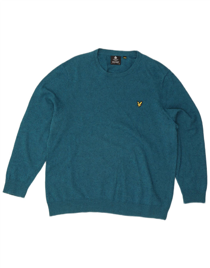 Мужской джемпер с круглым вырезом Lyle & Scott 2XL, синий хлопок