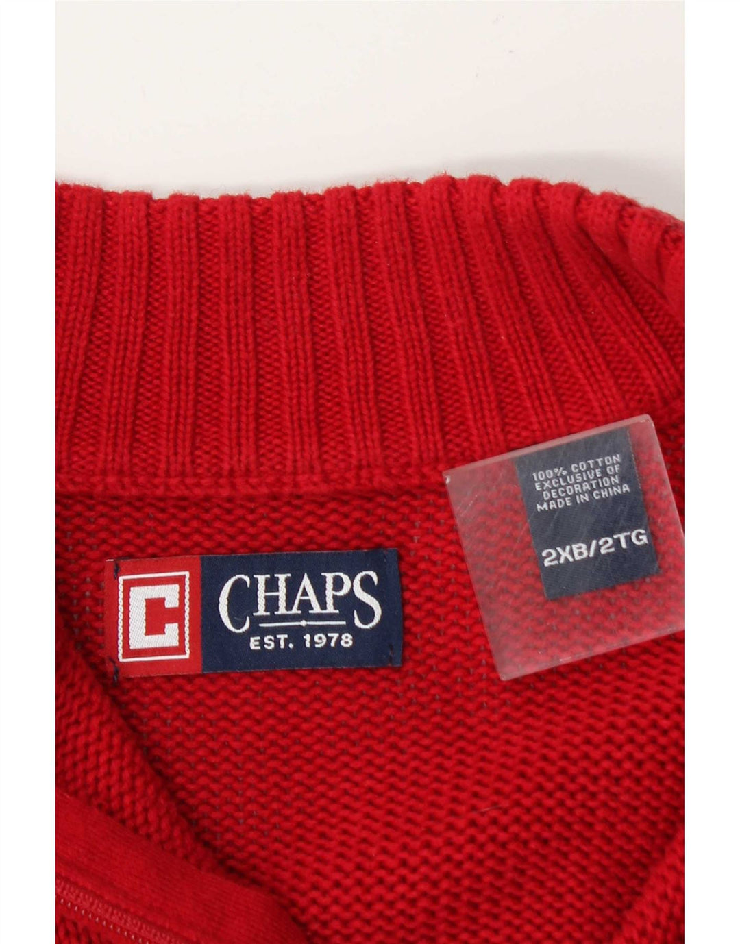 Мужской джемпер с воротником на молнии Chaps 2XL, красный хлопок