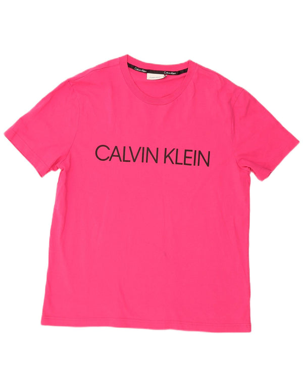Женская футболка с рисунком Calvin Klein, топ 2XL, розовый хлопок