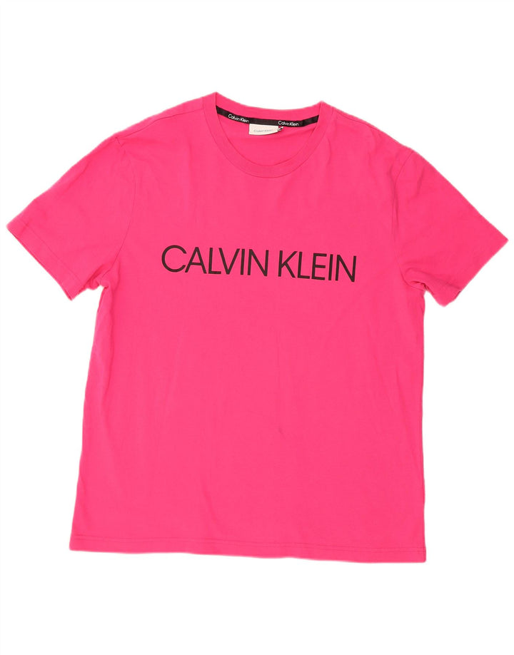 Женская футболка с рисунком Calvin Klein, топ 2XL, розовый хлопок
