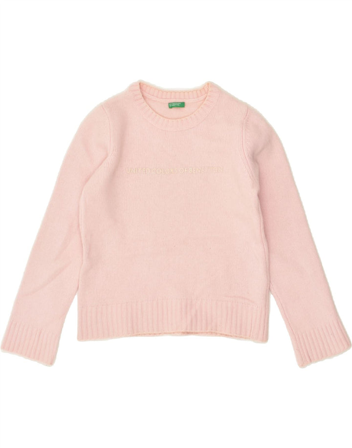 BENETTON Girls Graphic Crew Neck Jumper Sweater 11-12 Years Pink | Vintage Benetton | Thrift | Second-Hand Benetton | Used Clothing | Messina Hembry 