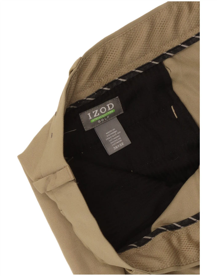 Izod Мужские брюки прямого костюма для гольфа W36 L32 бежевые из полиэстера