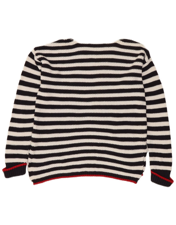 MARKS & SPENCER Womens Boat Neck Jumper Sweater UK 10 Small Black Floral