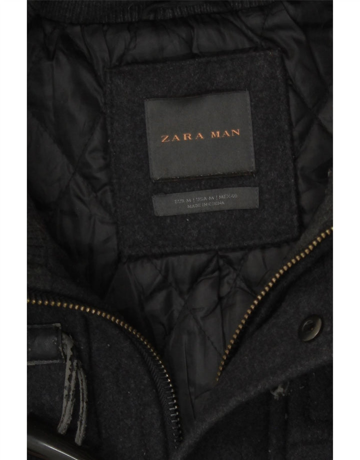 Мужская дафлкот с капюшоном Zara UK 38, средний серый