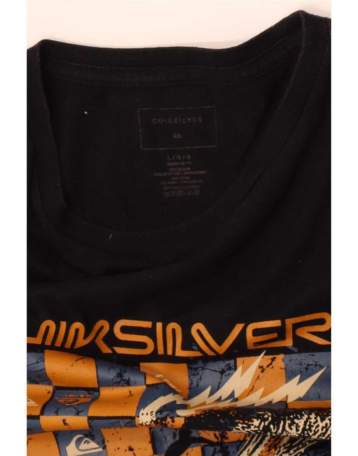 Мужская футболка Quiksilver Regular с графическим рисунком, большой черный хлопок
