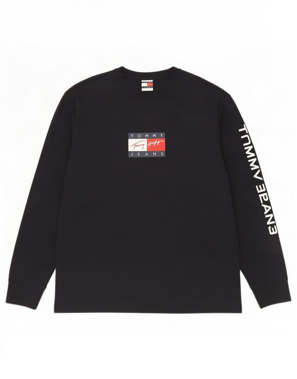 Tommy Hilfiger Мужской топ с рисунком с длинным рукавом 2XL, темно-синий, хлопок