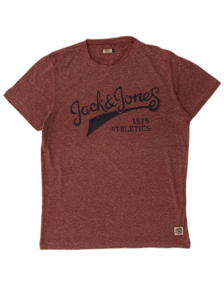 Мужская футболка с рисунком JACK & JONES, средний бордовый, полиэстер с крапинками