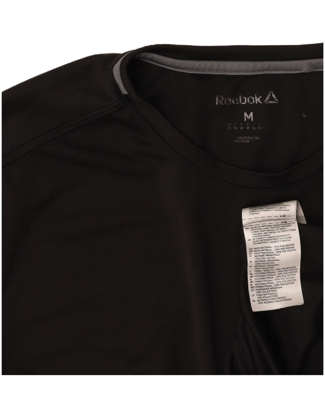 Женская футболка REEBOK Top UK 14, средний черный, полиэстер с цветными блоками